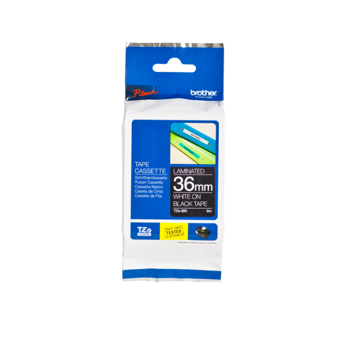 Labeltape Brother P-touch TZe-365 standaard 36mm wit op zwart