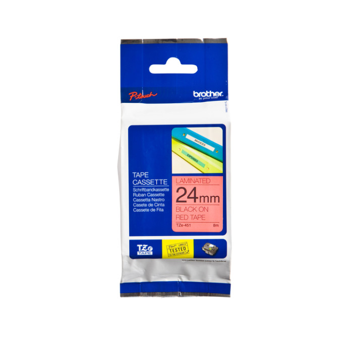 Labeltape Brother P-touch TZe-451 standaard 24mm zwart op rood