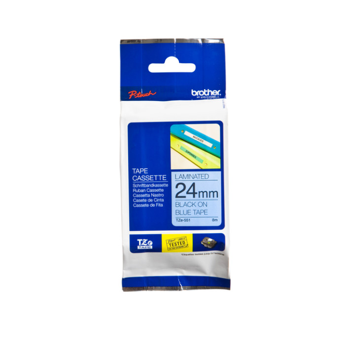 Labeltape Brother P-touch TZe-551 standaard 24mm zwart op blauw