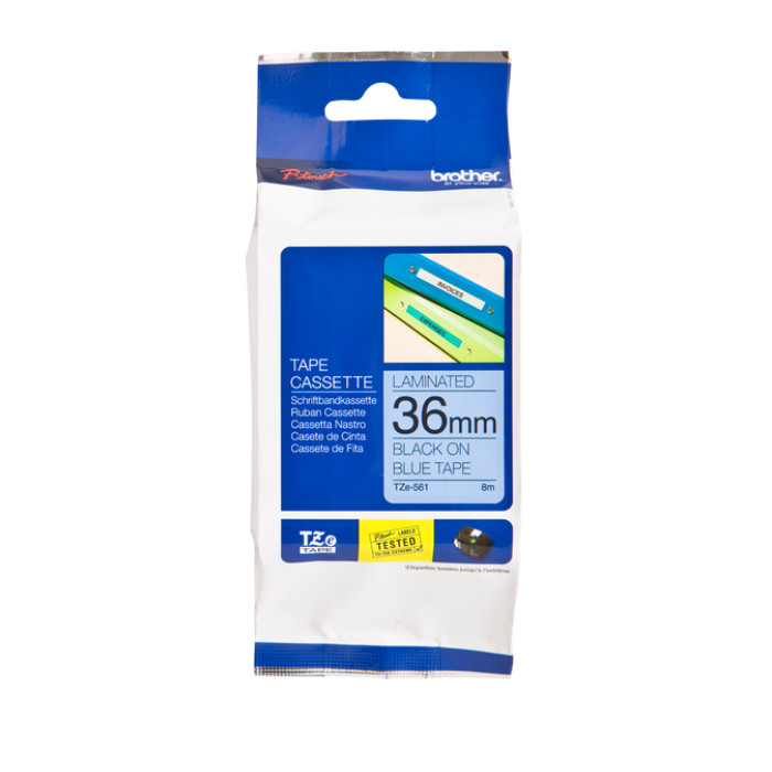 Labeltape Brother P-touch TZe-561 standaard 36mm zwart op blauw