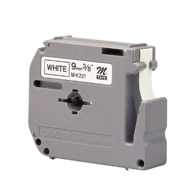 Labeltape Brother P-touch TZe-K221 ongelamineerd 9mm zwart op wit