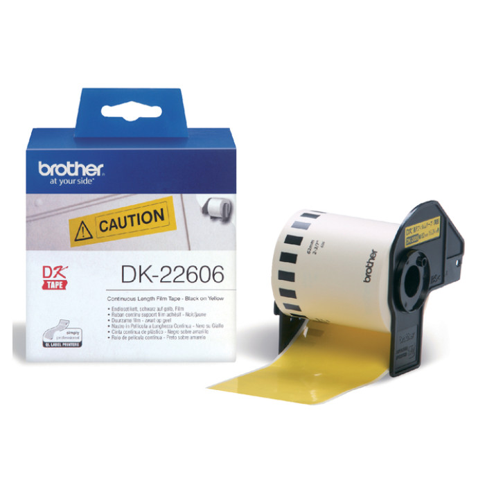Etiket Brother DK-22606 doorlopend 62mm 1 rol á 15m geel