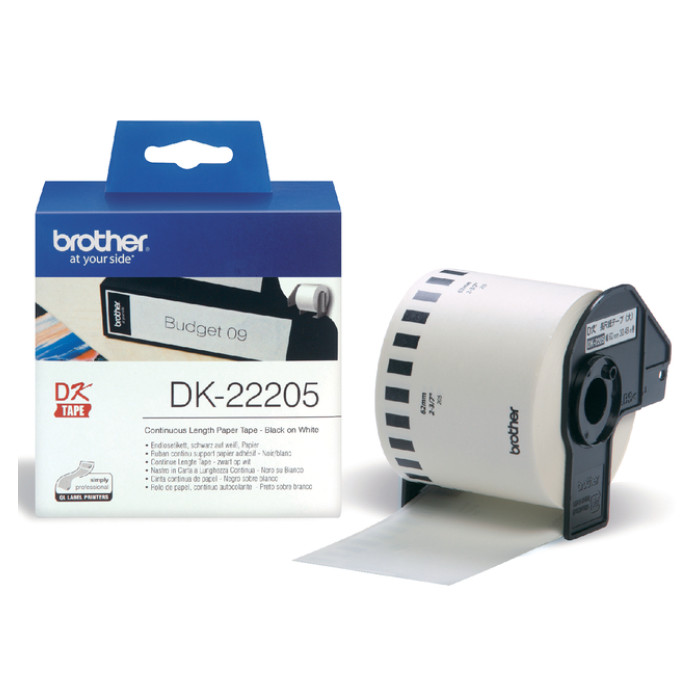 Etiket Brother DK-22205 doorlopend 62mm 1 rol á 30m wit