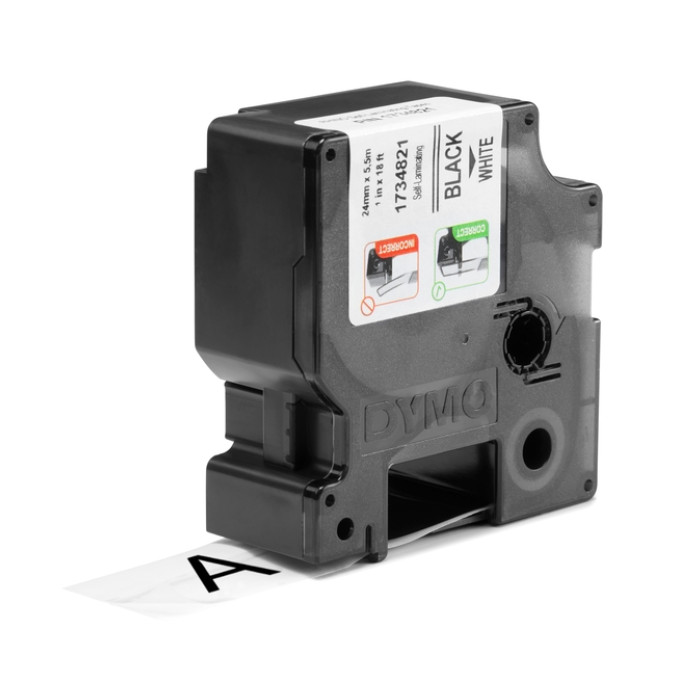 Labeltape Dymo Rhino industrieel zelflaminerend 24mm zwart op wit