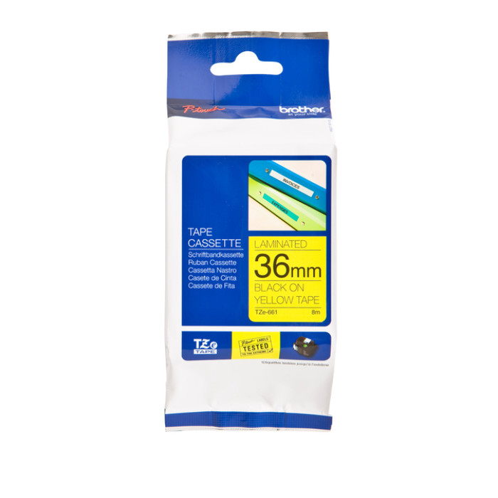 Labeltape Brother P-touch TZe-661 standaard 36mm zwart op geel