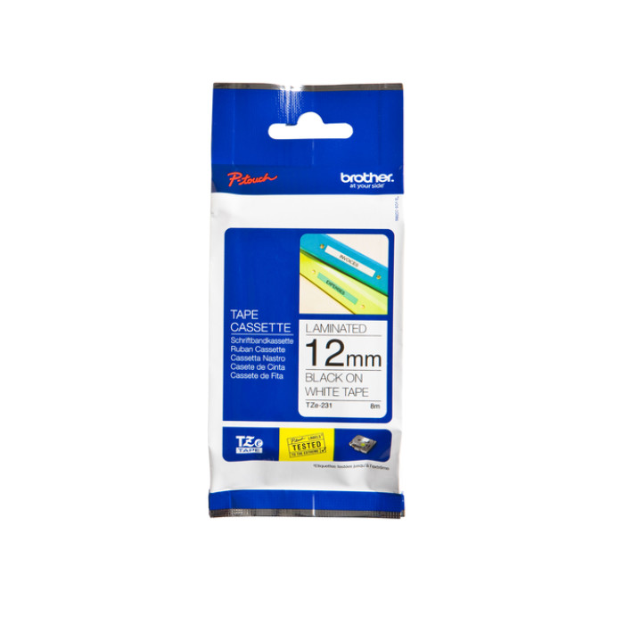 Labeltape Brother P-touch TZe-231 standaard 12mm zwart op wit
