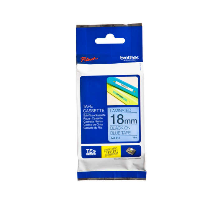 Labeltape Brother P-touch TZe-541 standaard 18mm zwart op blauw