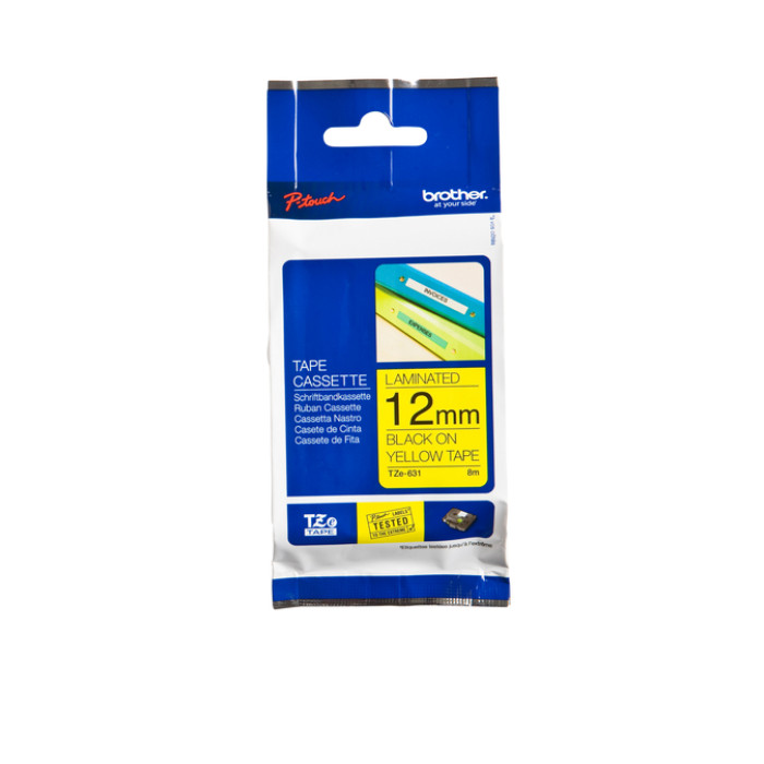 Labeltape Brother P-touch TZe-631 standaard 12mm zwart op geel