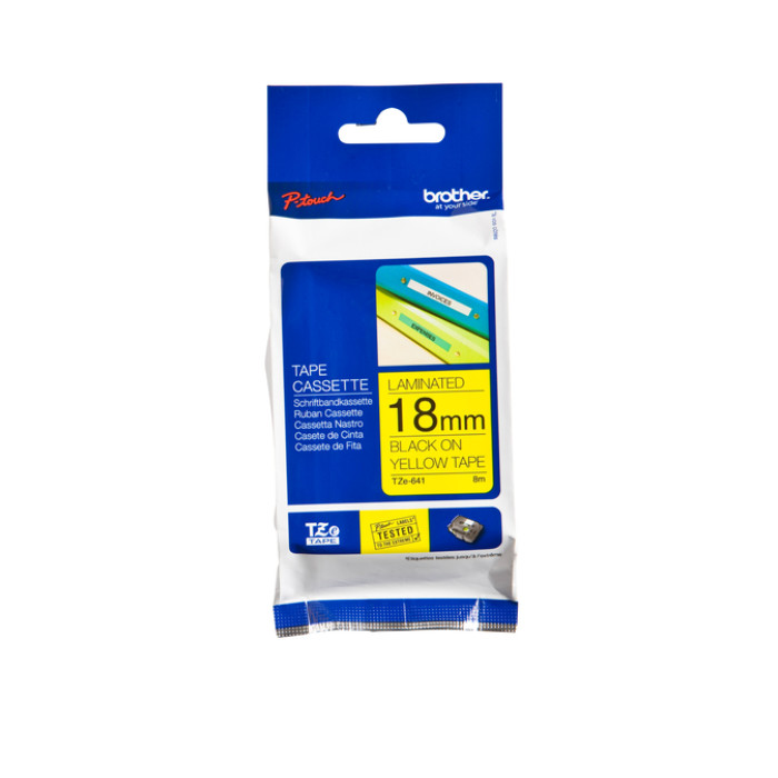 Labeltape Brother P-touch TZe-641 standaard 18mm zwart op geel