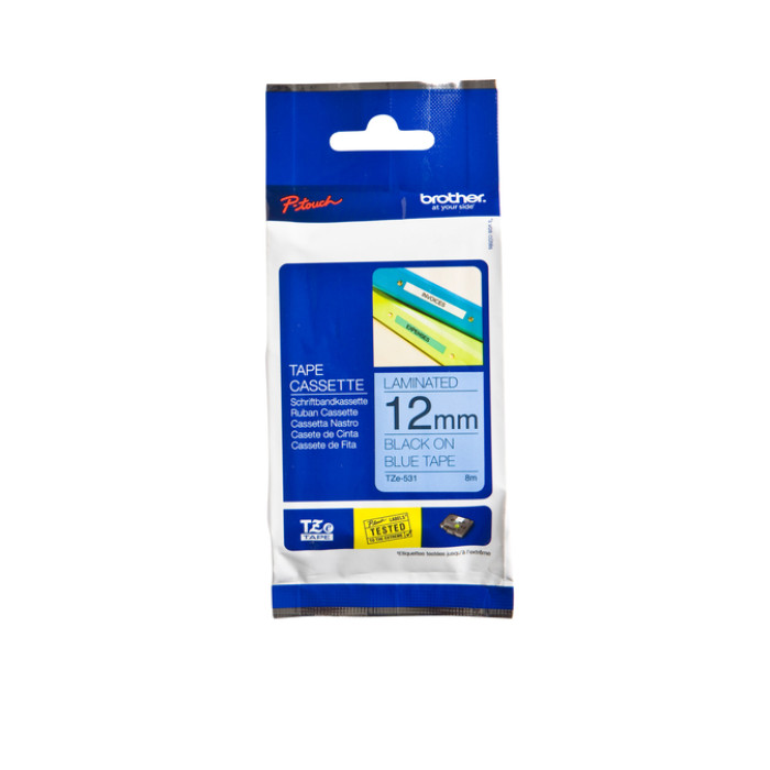 Labeltape Brother P-touch TZe-531 standaard 12mm zwart op blauw