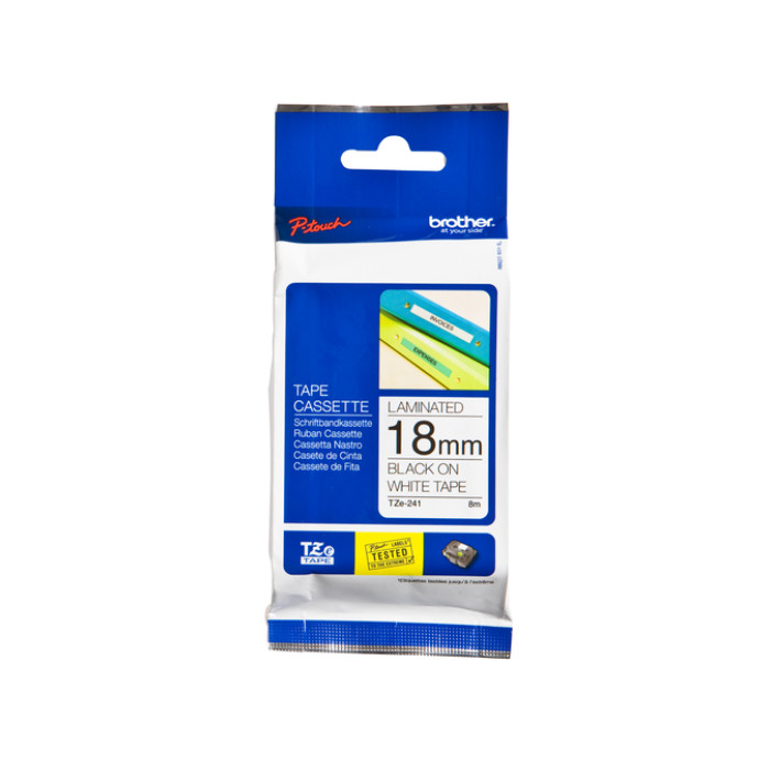 Labeltape Brother P-touch TZe-241 standaard 18mm zwart op wit