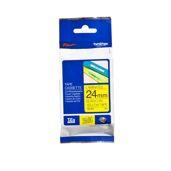Labeltape Brother P-touch TZe-651 standaard 24mm zwart op geel