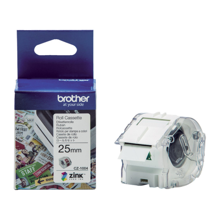 Etiket Brother CZ-1004 multifunctioneel 25mm 1 rol á 5m wit