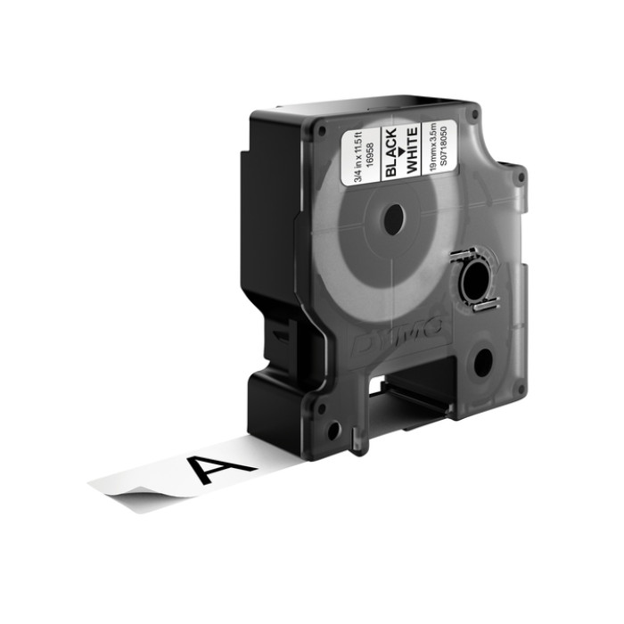 Labeltape Dymo LabelManager D1 nylon 19mm zwart op wit