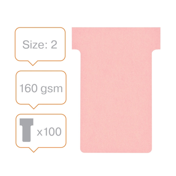 T-kaart Nobo nr.2 48mm roze 100 stuks