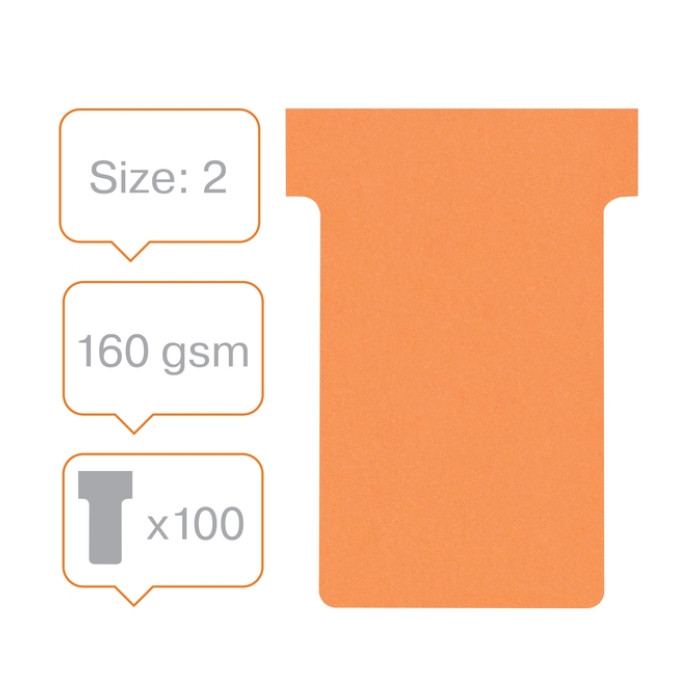 T-kaart Nobo nr.2 48mm oranje 100 stuks
