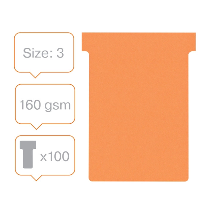 T-kaart Nobo nr.3 80mm oranje 100 stuks