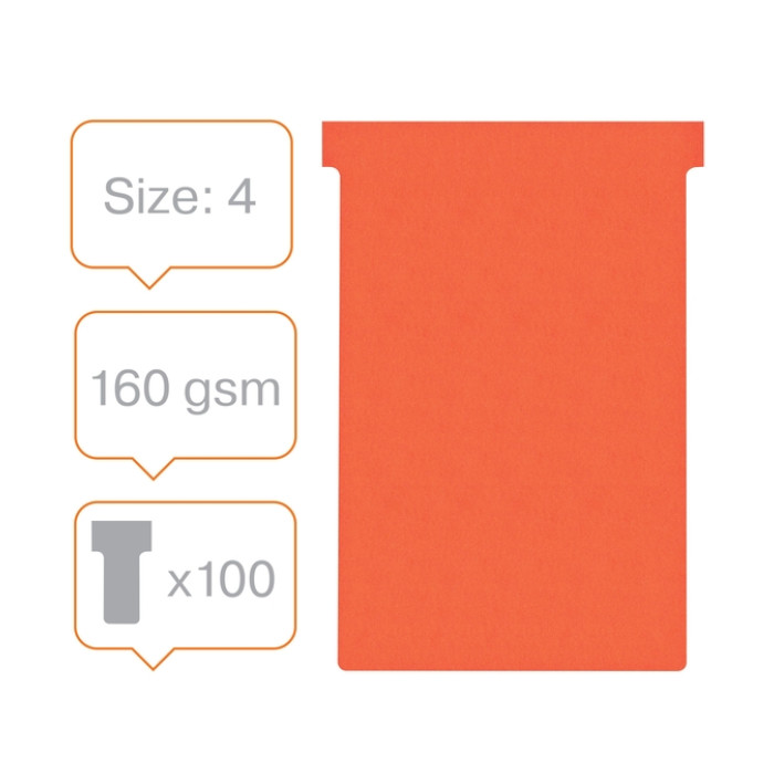 T-kaart Nobo nr.4 112mm rood 100 stuks