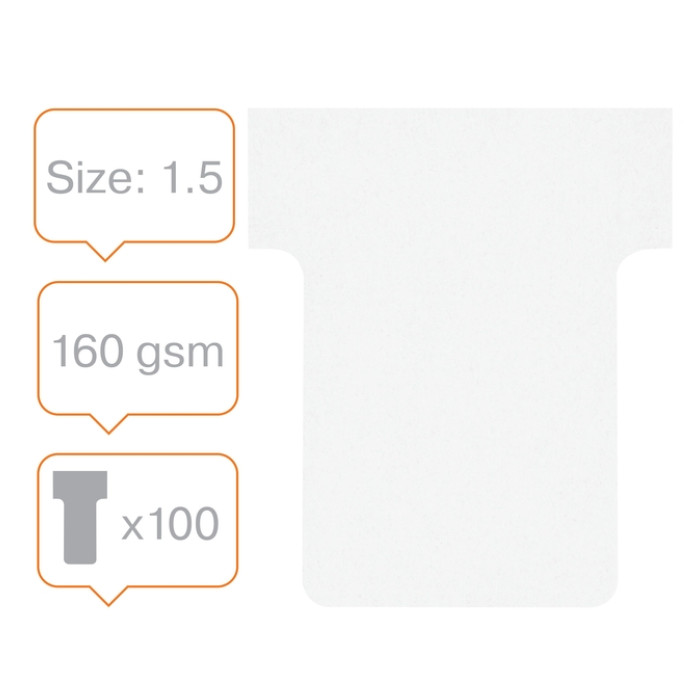 T-kaart Nobo nr 1.5 36mm wit 100 stuks