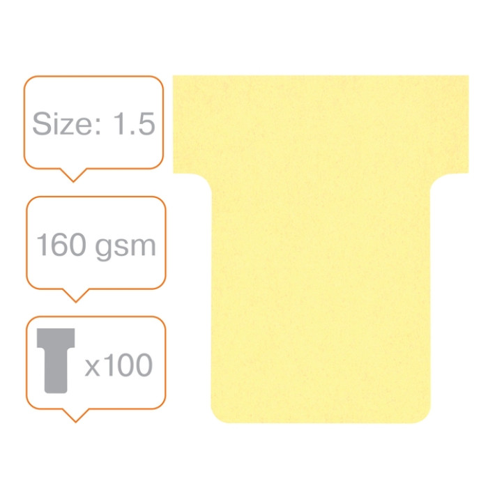 T-kaart Nobo nr. 1.5 36mm geel 100 stuks