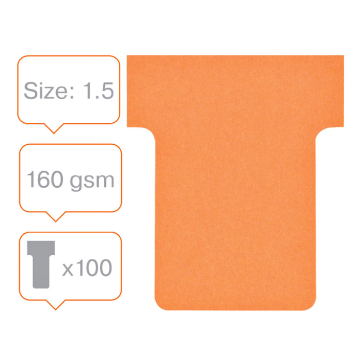 T-kaart Nobo nr 1.5 36mm oranje 100 stuks