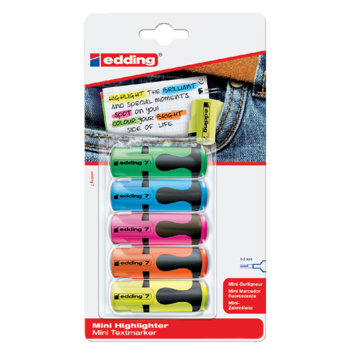Markeerstift edding 7 mini 1-3mm assorti blister à 5 stuks