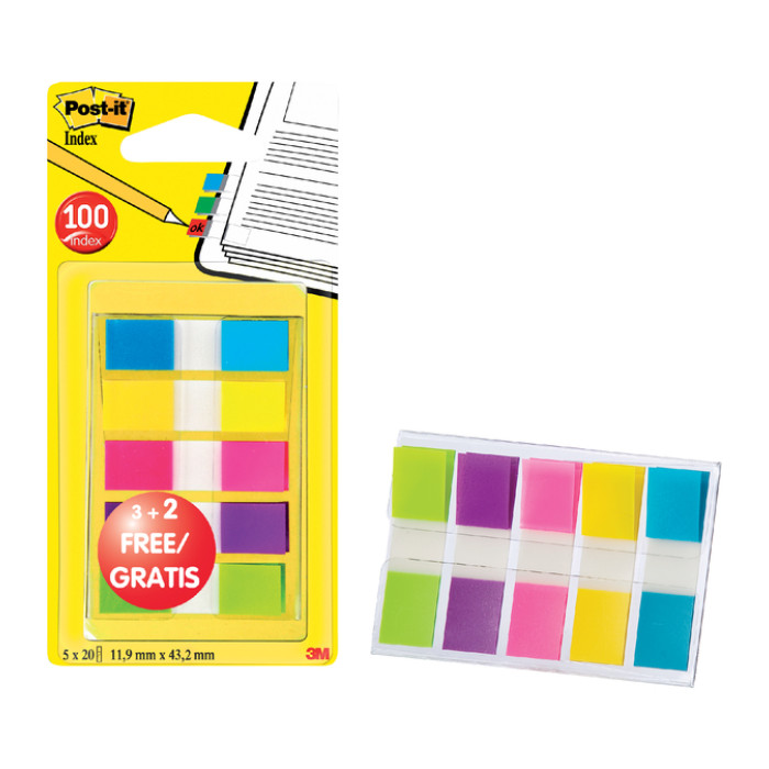 Indextabs Post-it 6835 11.9x43.1mm 3+2 gratis assorti 100 tabs
