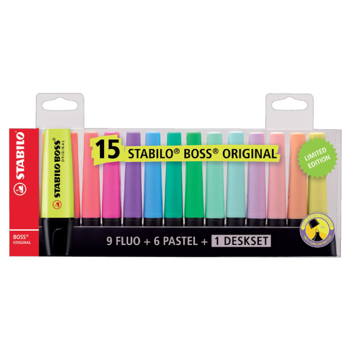 Markeerstift STABILO BOSS Original 70/15 assorti deskset à 15 stuks