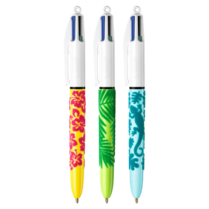 Balpen Bic 4kleuren velours medium assorti