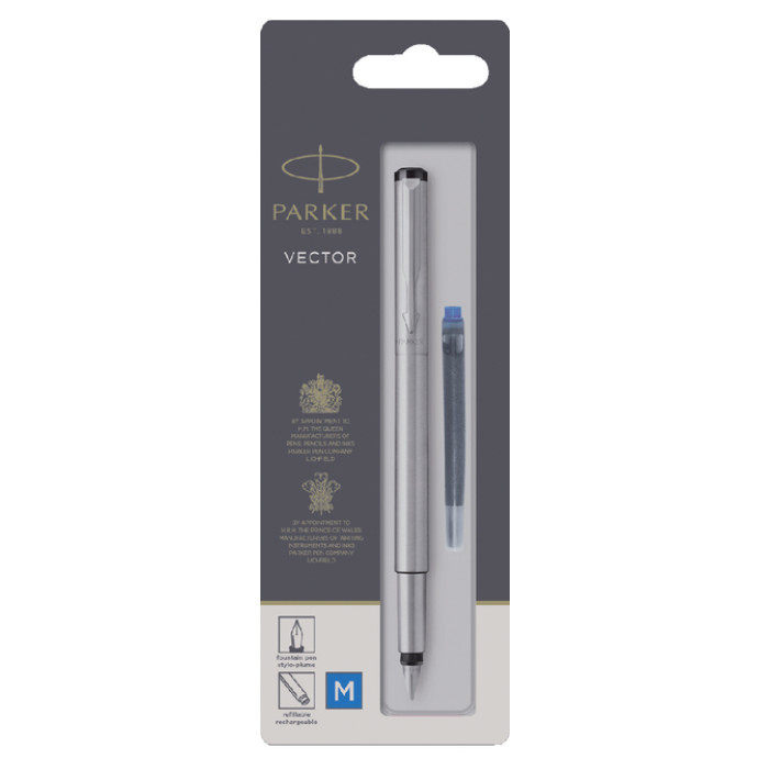 Vulpen Parker Vector stainless steel medium blister à 1 stuk