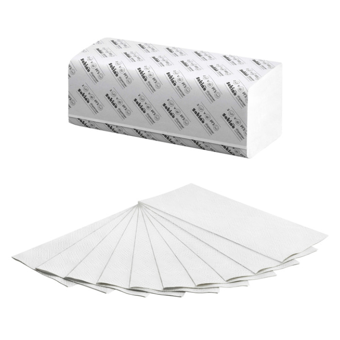 Handdoek Satino PT3 Comfort v-vouw 2-laags 250x230mm 20x160 vel wit 277190