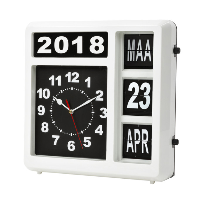 Wandklok Perel analoog 310x310mm nederlandse versie wit