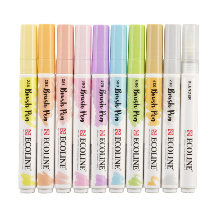 Brushpen Talens Ecoline set à 10 stuks pastel