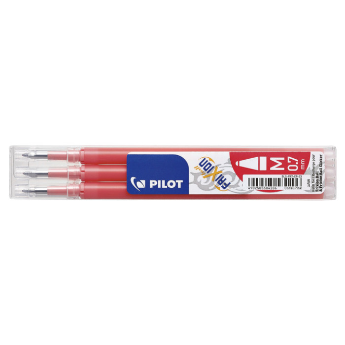 Rollerpenvulling Pilot friXion medium koraalroze set à 3 stuks