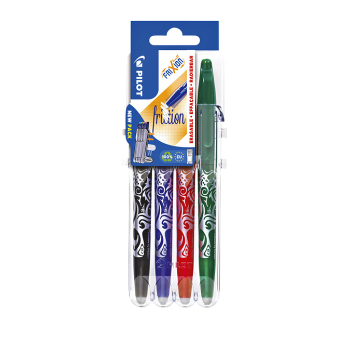 Rollerpen PILOT friXion medium basis assorti Set2Go à 4 stuks