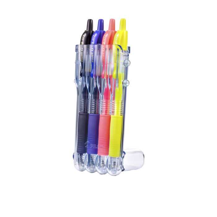 Gelschrijver Pilot clicker medium neon assorti Set2Go à 4 stuks