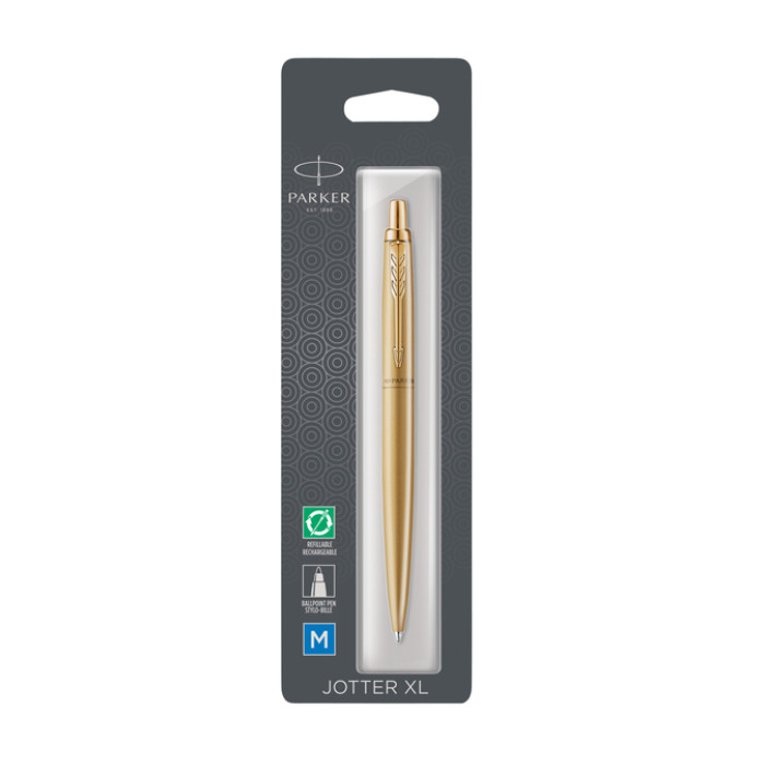 Balpen Parker Jotter XL Monochrome gold medium blister à 1 stuk