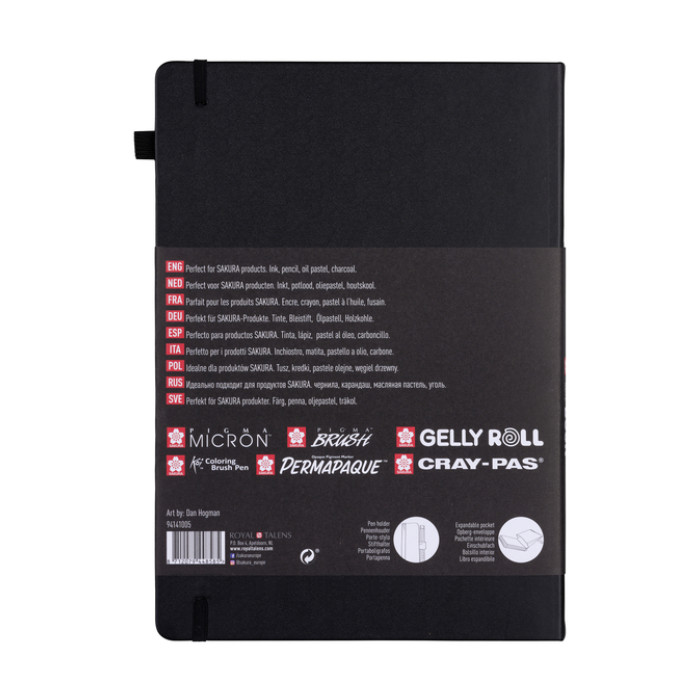 Schetsboek Sakura 80 zwarte vellen 140gr 210x297mm zwart