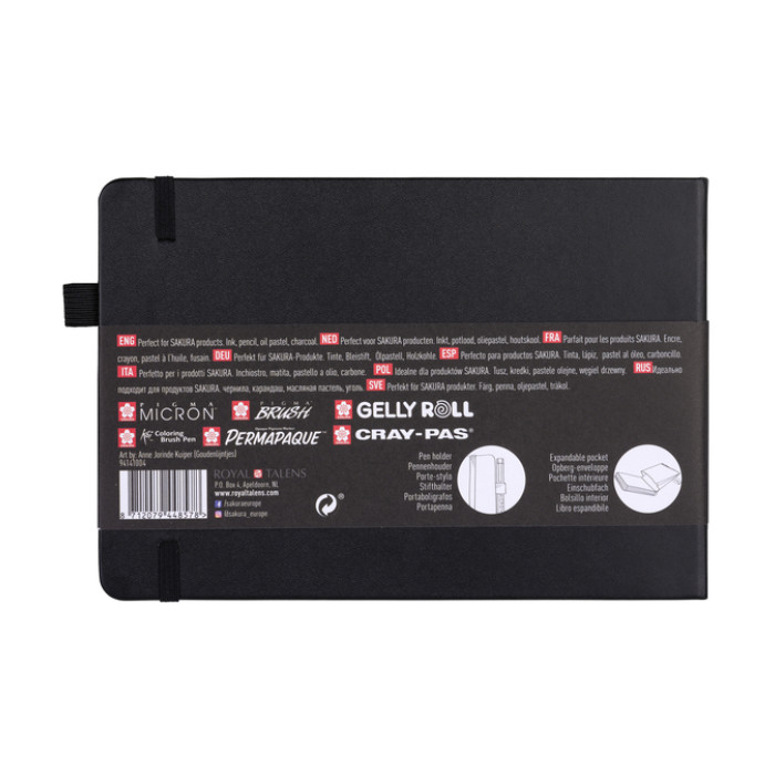 Schetsboek Sakura 80 zwarte vellen 140gr 210x148mm zwart