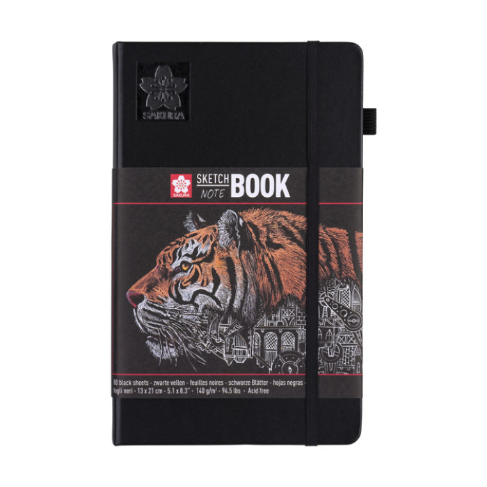 Schetsboek Sakura 80 zwarte vellen 140gr 130x210mm zwart