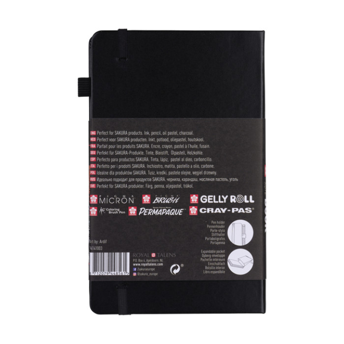 Schetsboek Sakura 80 zwarte vellen 140gr 130x210mm zwart