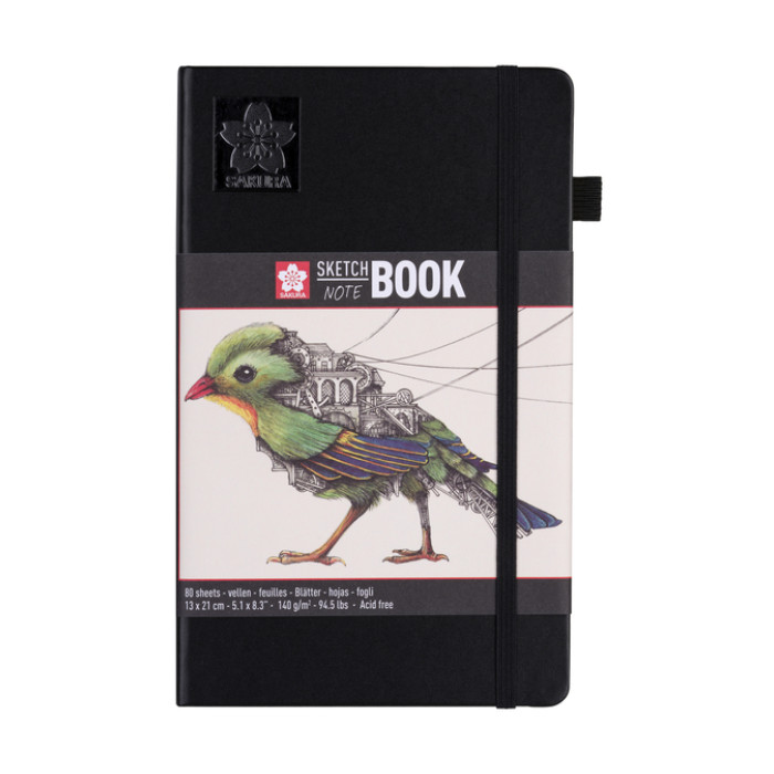 Schetsboek Sakura 80 witte vellen 140gr 130x210mm zwart