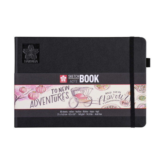 Schetsboek Sakura 80 witte vellen 140gr 210x148mm zwart