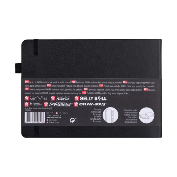 Schetsboek Sakura 80 witte vellen 140gr 210x148mm zwart