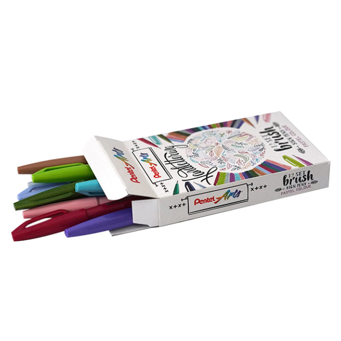 Brushpen Pentel Sign SES15C pastel assorti doos à 12 stuks