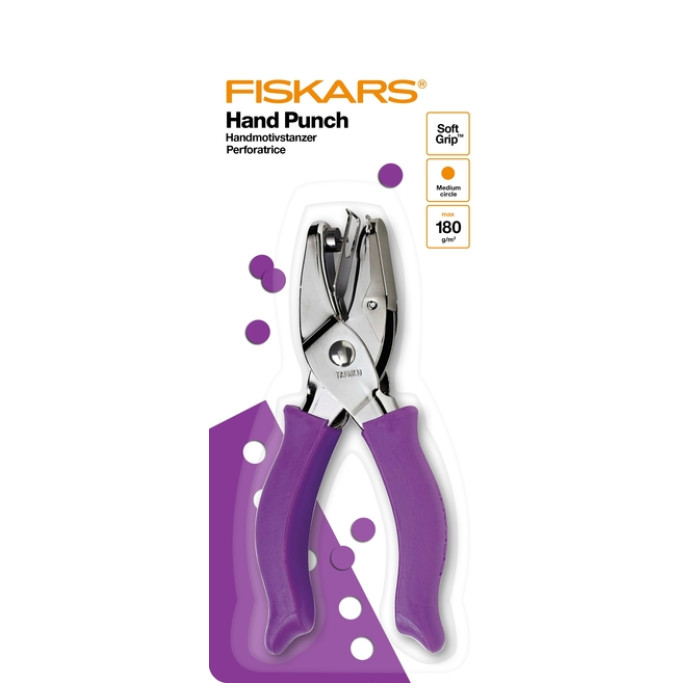 Handpuncher Fiskars M circle 1/8" met SoftGrip paars
