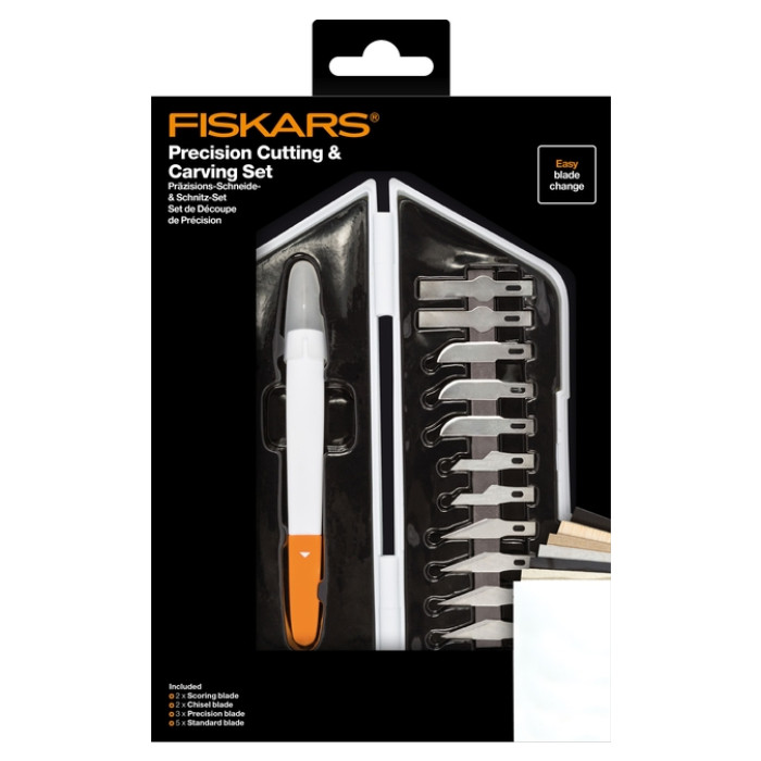 Precisiemes Fiskars Medium Duty set à 12 mesbladen wit