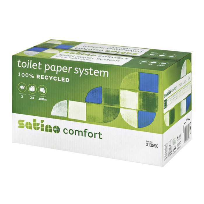 Toiletpapier Satino JT3 Comfort systeemrol 2-laags 100m wit 317960