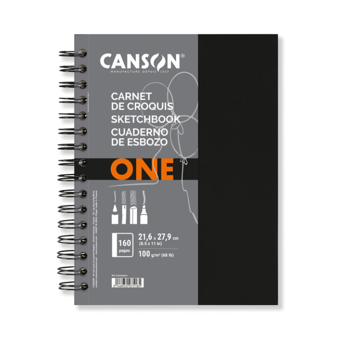 Schetsboek Canson Art Book One spiraalgebonden 80vel 100gr 216x279mm wit