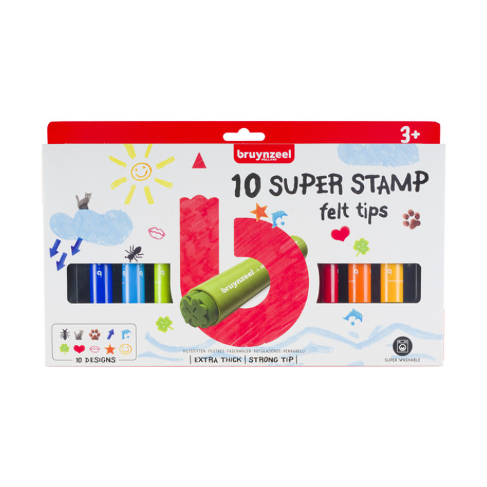 Stempel Bruynzeel Kids Super Stamp set à 10 kleuren